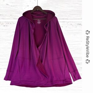 CUDDL DUDS Women’s Size S/M Cardigan Hoodie Stretch Ultra Soft Comfort Berry